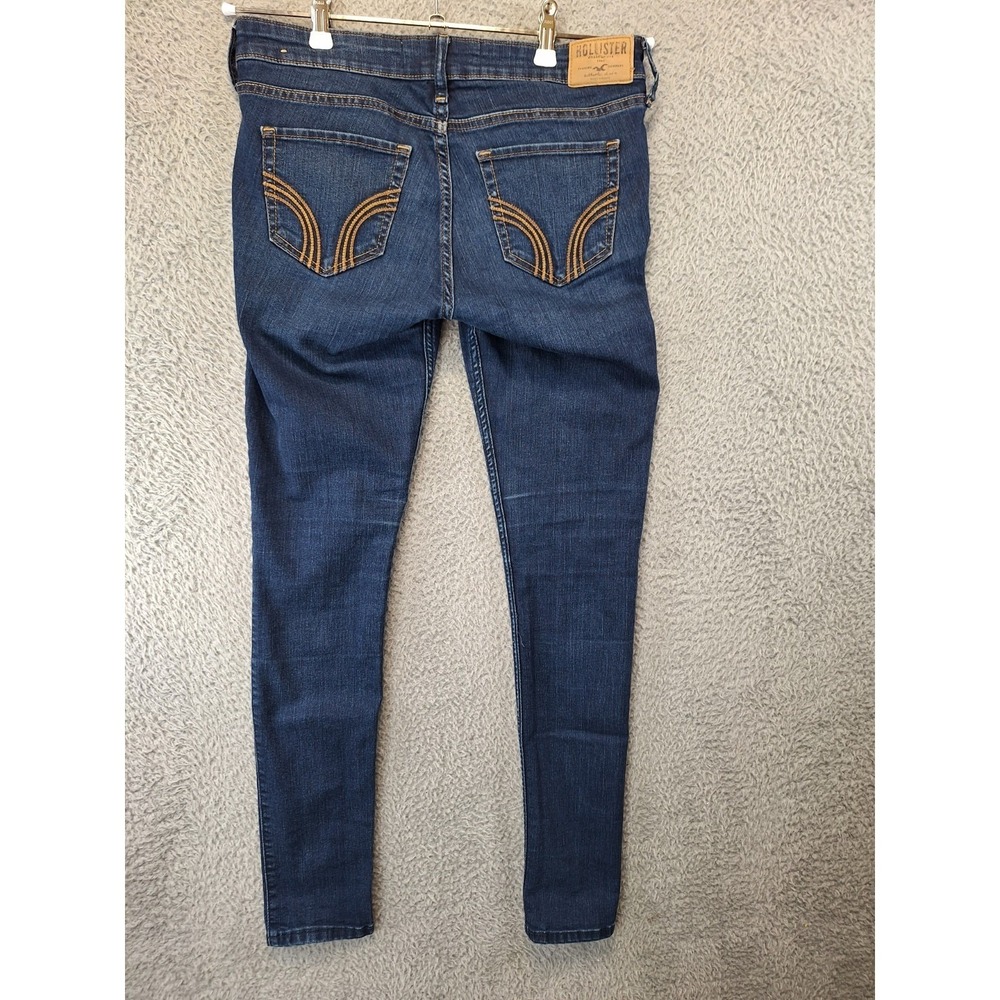 Hollister Jeans Womens 3R (Fits 30x29) Blue Denim Whiskered Super Skinny Leg - Picture 5 of 9